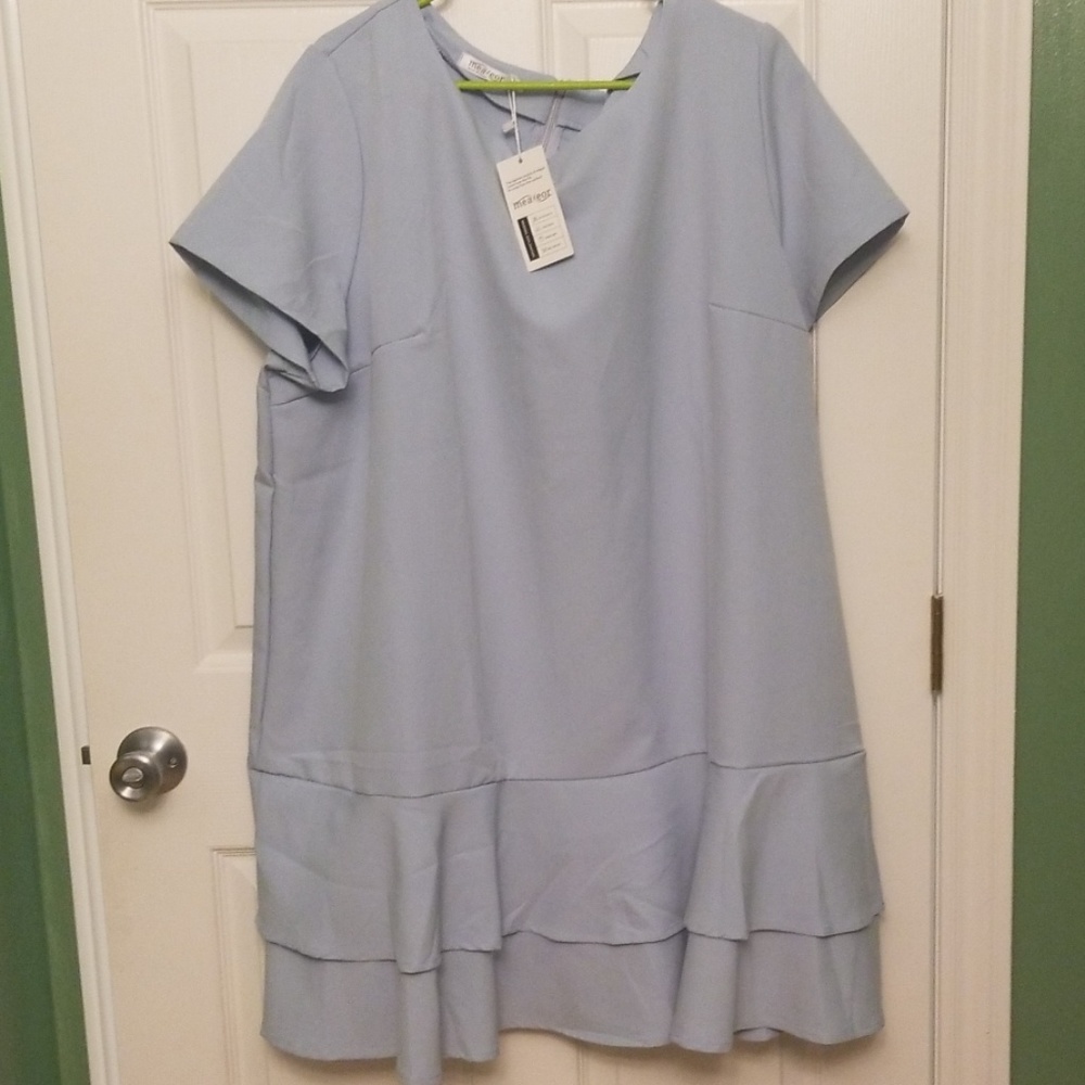 Knee length a line dress with ruffles NEVER WORN